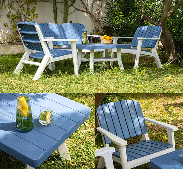 salon de jardin Tunisie Silva 4 places – ensemble jardin confortable avec banc et table basse