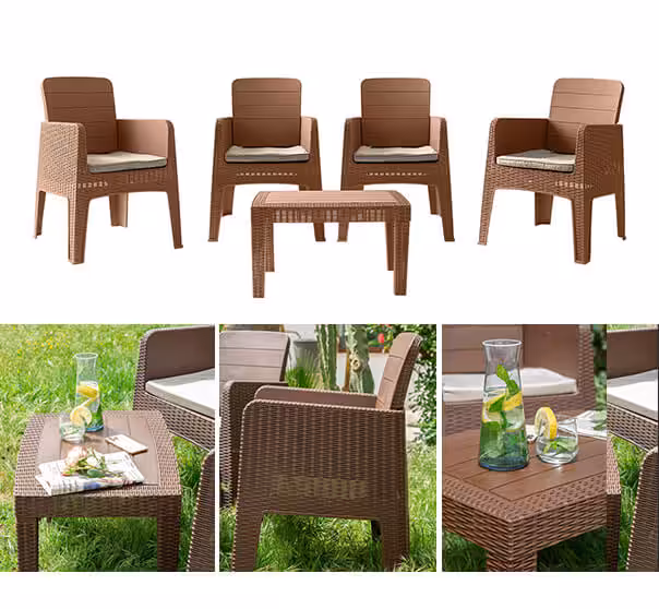 salon de jardin Syphax 5 places Tunisie – mobilier extérieur élégant avec table et fauteuils