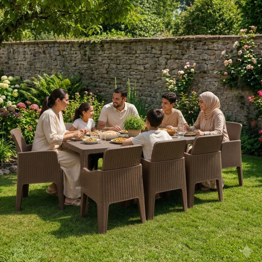 Antalya Table de repas extérieur rectangulaire avec 6 chaises — 799 TND